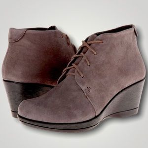 Dansko Renee Grey Suede Wedge Lace Up Bootie
